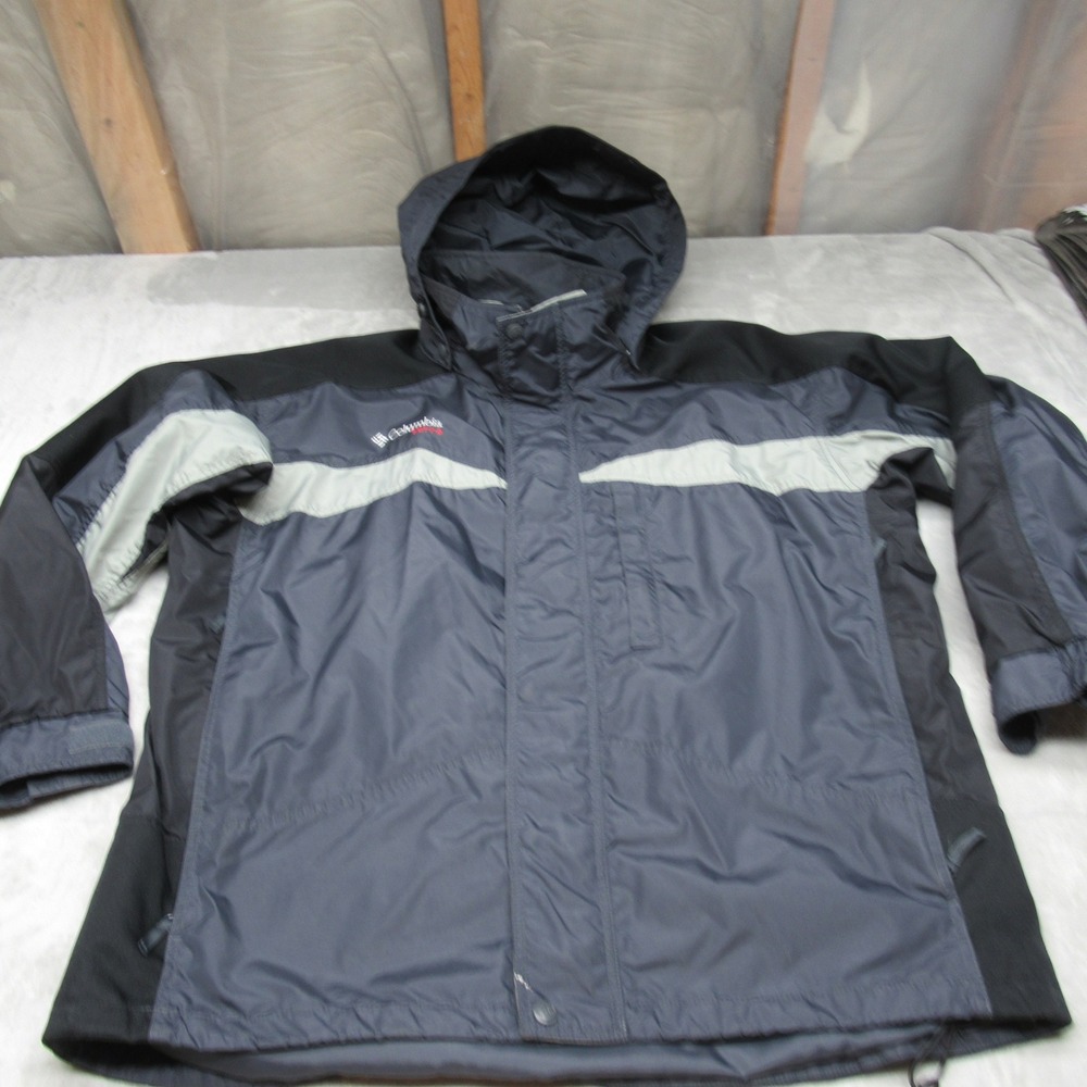Columbia Cross Terra Jacket Mens XL Black Hooded Winter Waterproof 3in1 Shell